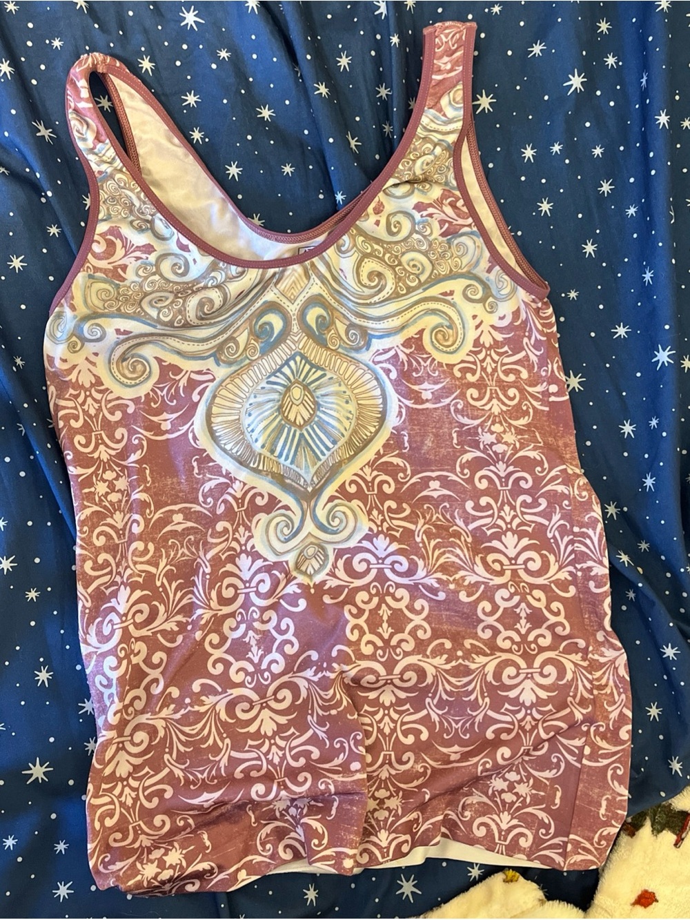 Athleta Rose Pink Ornate-Print Scoop Tank